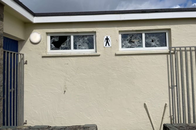 Windows have also been smashed at public toilets nearby. Photo: Criccieth Coastguard Rescue Team