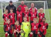 Penrhyncoch Under 11s thank sponsors for new kit