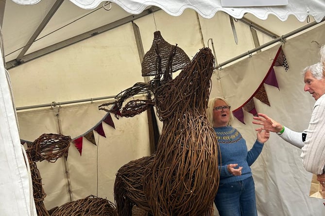 Michelle Cain from Cardigan with one of her sculptures