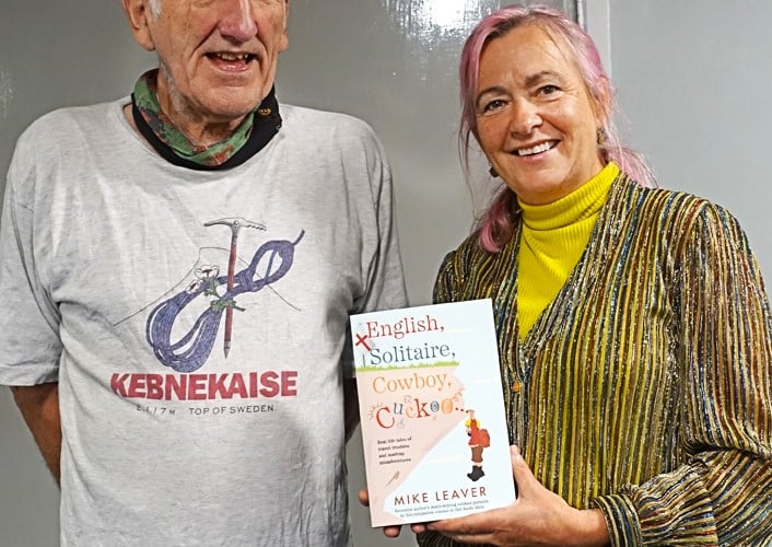 Mike Leaver and MP Liz Saville Roberts at the launch of his latest book