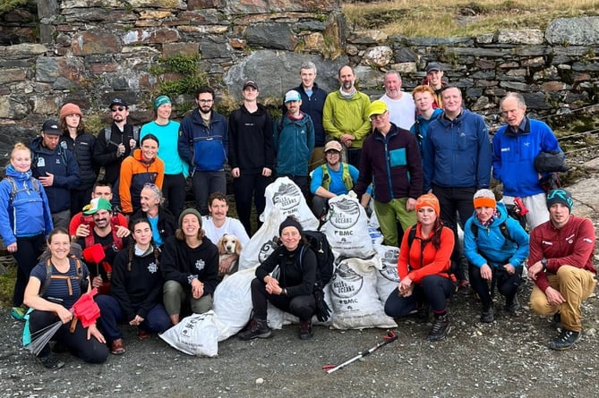 Volunteers from The British Mountaineering Council  during a two-day-clean up from Yr Wyddfa Mountain. Photo released October 16 2024.Heartbreaking footage shows 'waterfalls' of 3,000 bits of rubbish including drinks cans and Santa hats left by people on Mount Snowdon.The cascades of waste on Yr Wyddfa Mountain in Wales including drinks bottles requires urgent action volunteers warn.An 'unprecedented' litter-pick on the iconic mountain left volunteers in shock - as they realised they had only scratched the surface.From a misplaced Santa hat to plastic bottles and rucksack covers - The British Mountaineering Council volunteers removed 2,765 items of litter from Yr Wyddfa during a two-day-clean up.
