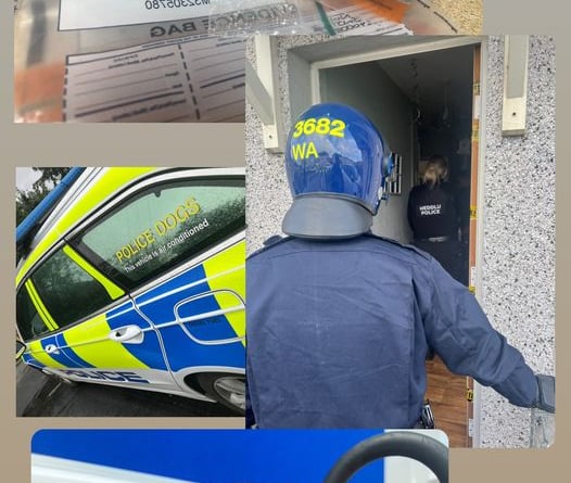 North Wales Police pictures of the execution of the drug warrant