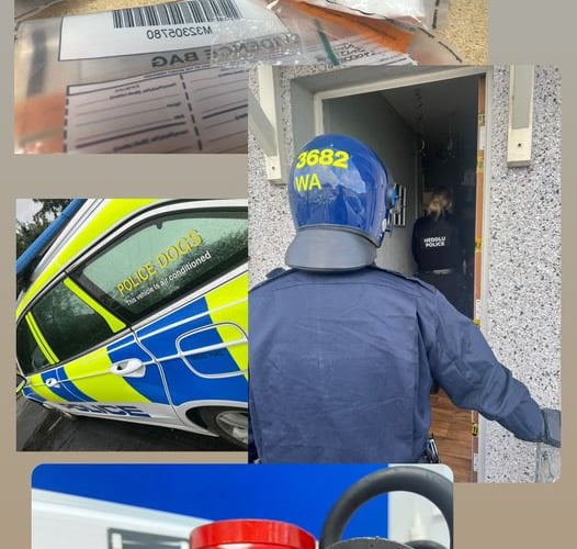 North Wales Police pictures of the execution of the drug warrant