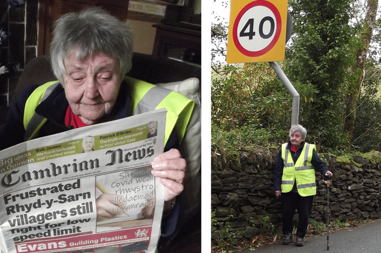 Pensioner Shirley Harrington, reading our front page coverage of the Rhyd-y-Sarn campaign, wears a hi-viz jacket every time she goes out