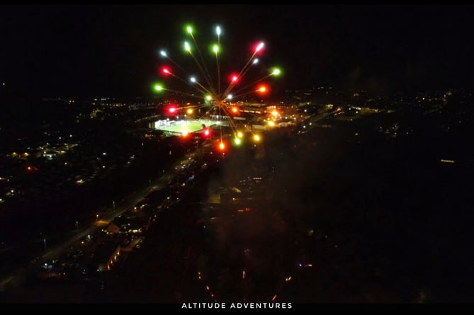 Mitchell Moore who runs Altitude Adventures on social media took drone images of the firework display