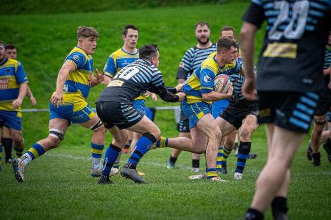 Aberaeron on the attack against Pontyberem (Photo: Rhys Hafod Photography)