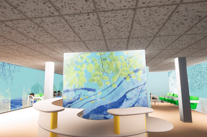 Artist's impression of the reception area of the new unit at Bronglais Hospital