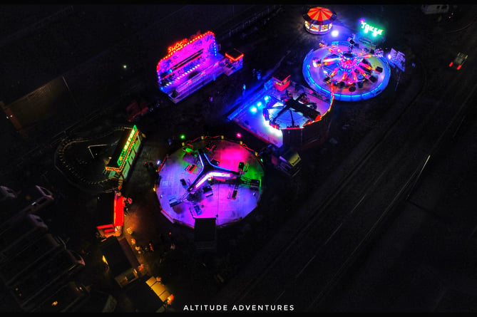 Mitchell Moore, who runs social media site Altitude Adventures, took this aerial image of the fair in Aberystwyth on Tuesday night