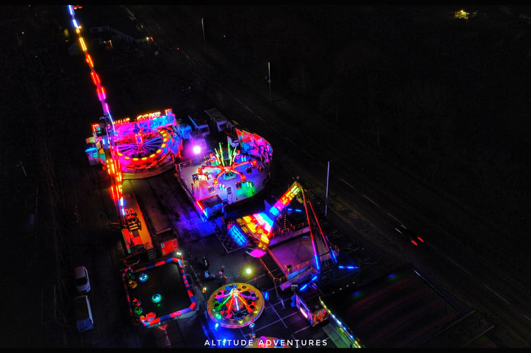 Mitchell Moore, who runs social media site Altitude Adventures, took this aerial image of the fair in Aberystwyth on Tuesday night