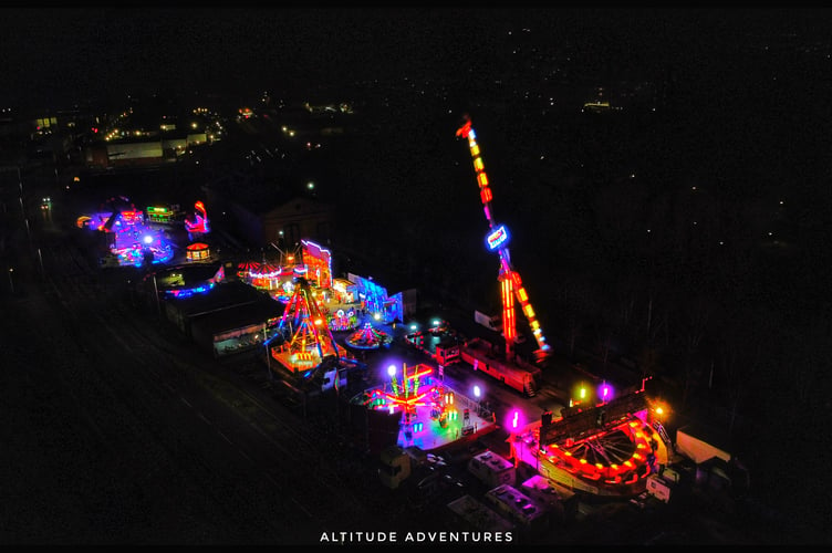 Mitchell Moore, who runs social media site Altitude Adventures, took this aerial image of the fair in Aberystwyth on Tuesday night