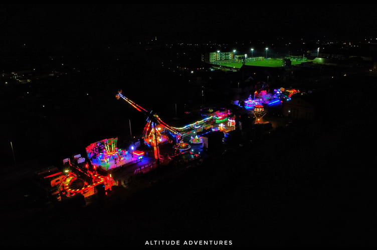 Mitchell Moore, who runs social media site Altitude Adventures, took this aerial image of the fair in Aberystwyth on Tuesday night