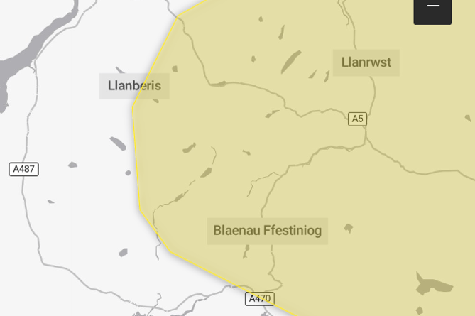 The weather warnings cover part of Gwynedd