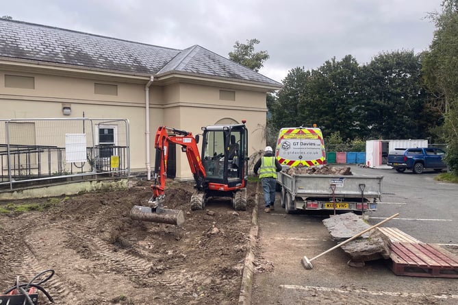 The new Machynlleth Town Hall entrance is currently undergoing a major facelift