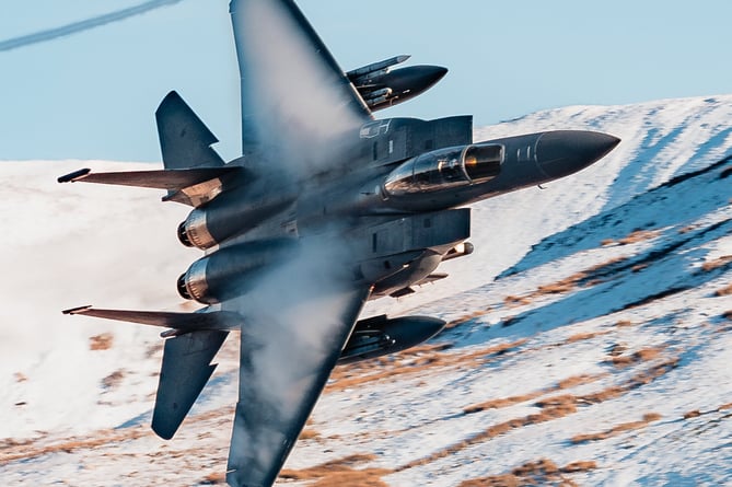 Jaw-dropping pictures show American warplanes zooming through snowy Welsh valleys this month. The F-15E Strike Eagles - based in at RAF Lakenheath in Suffolk - were pictured pulling off high-speed manoeuvres at the so-called Mach Loop in west-central Wales. The jets are from the 494th 'Panthers' fighter squadron, described as a combat-ready squadron that supports NATO operations and the United States Air Forces in Europe.