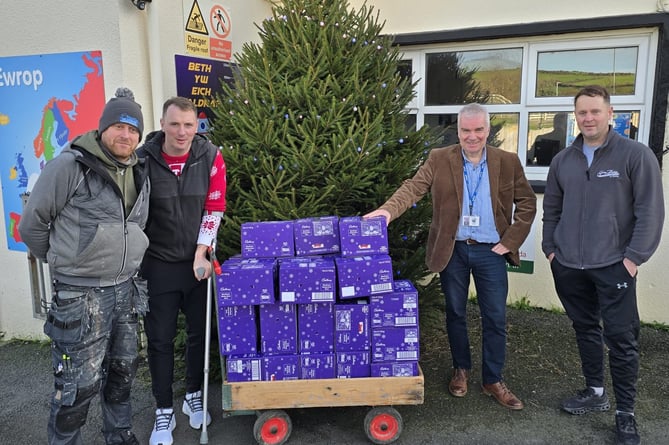 Match and Garry Davies delivered the selection boxes to school head Brian Evans and deputy head Steff Davies