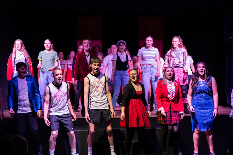 Some of the cast of Ysgol Gyfun Aberaeron’s recent production of ‘High School Musical’