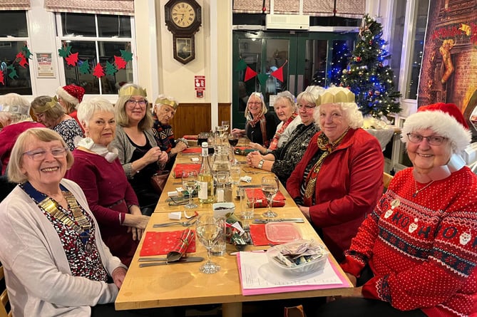 Some of the Tywyn Inner Wheel members enjoying their Christmas dinner