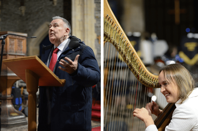 Ioan Guile compèred the evening, at which Harriet Earis played the Celtic Harp. Photo: Alex Gilbey