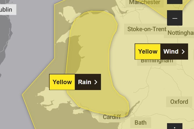 The Met Office has issued this map showing the areas affected by the weather warnings