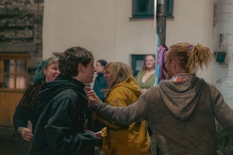 Group dancing closed the evening outside the Llew Coch/ Red Lion