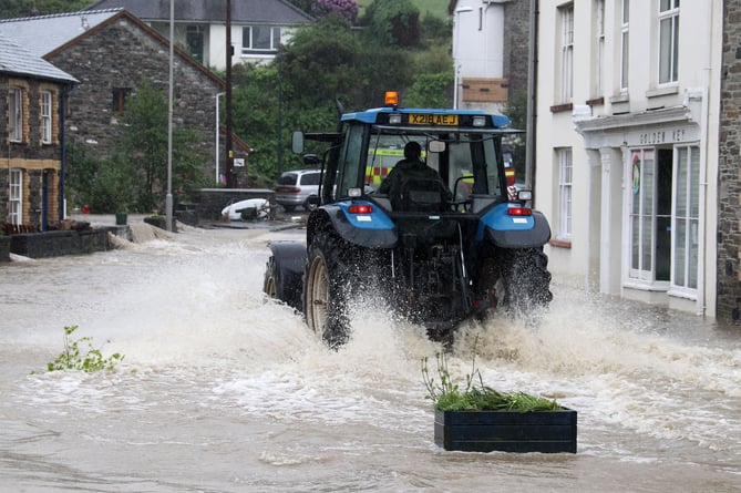 Photo Code DPJ140645 Photo Arwyn Parry Jones 14June12 Ref Dylan; Floods at Talybont, Ceredigion. 
Flooding at Talybont Ceredigion West Wales. 