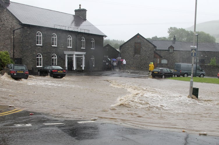 Photo Code DPJ14J124 Photo Arwyn Parry Jones 14June12 Ref Dylan; Floods at Talybont. 