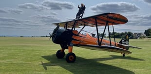 Woman flies on wing of plane post hip-op for Bronglais chemo unit