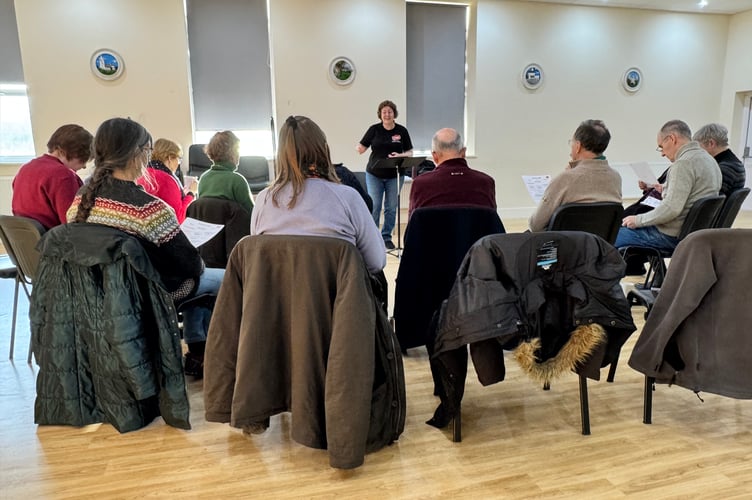 A ParkinSings singing group rehearsing