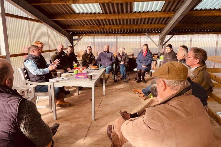 Montgomeryshire MP Steve Witherden meeting with farming constituents in Llanerfyl on 25 January