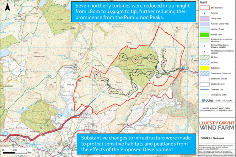 A map of the Lleust y Gwynt proposed wind farm site