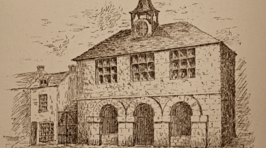 Aberystwyth’s Guildhall, on the site of the Town Clock, was built around 1770 and demolished in 1855