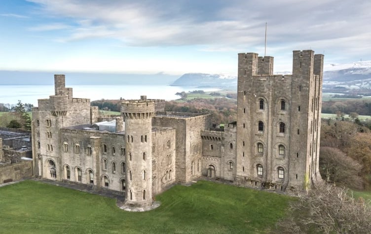 An aerial view of Penrhyn Castle and Garden, Gwynedd. Photo: © National Trust Images/Paul Harris