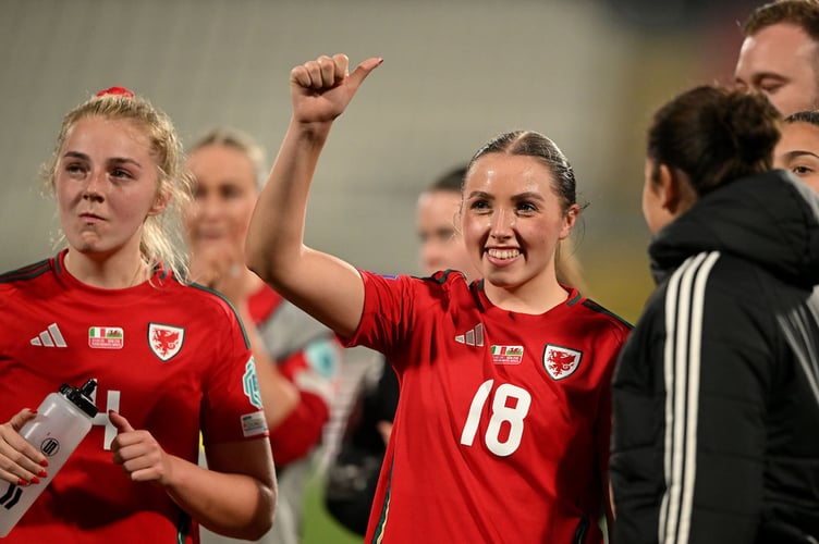 MONZA, ITALY - 21 FEBRUARY 2025: Wales' Mared Griffiths during the UEFA Womens Nations League, Group A4  match between Italy and Wales at Brianteo Stadium in Monza on the 21st February 2025. (Pic by Ashley Crowden/FAW)