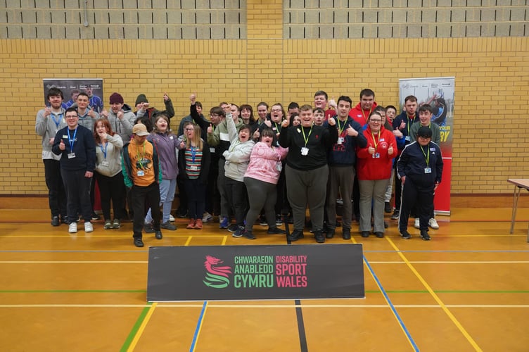 Students at the Boccia tournament at Glan Wnion Leisure Centre, Dolgellau