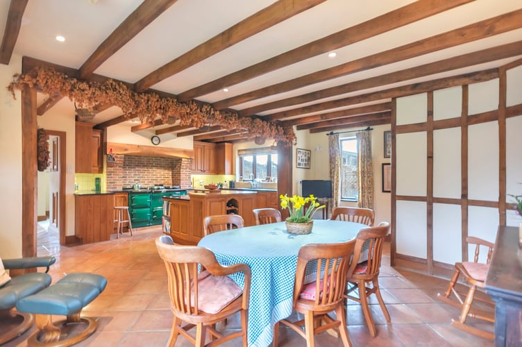 The open plan kitchen and breakfast room at Rhodmad Farm